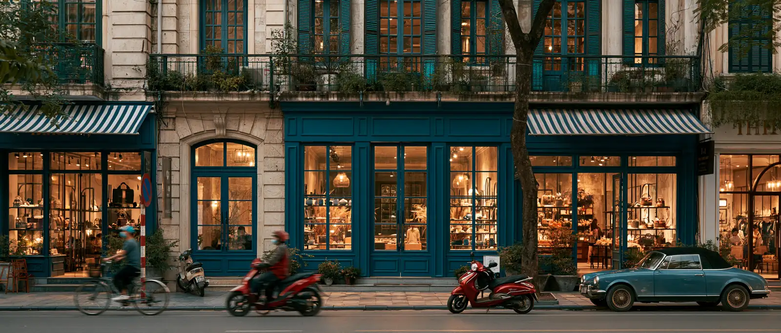 Boutiques on a shopping street in Asia